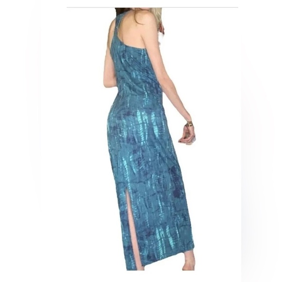 American Eagle Outfitters Blue Tie Dye Watercolor Racerback Maxi Tank Dress -M - Picture 3 of 7
